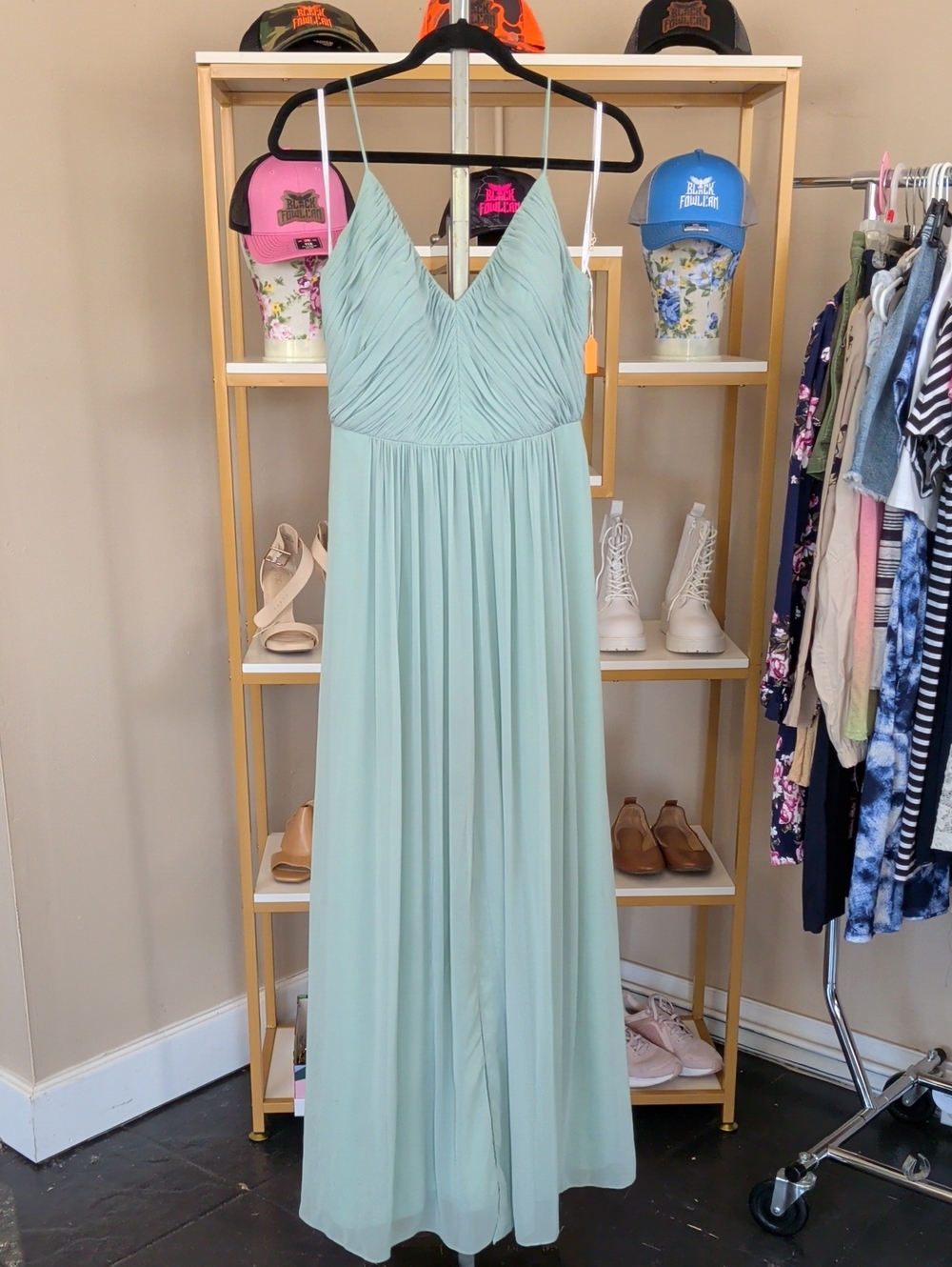 Mint Green Spaghetti-Strap Maxi Dress